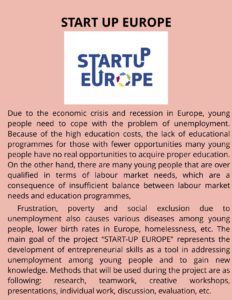 Start Up Europe, Erasmus+, 1-8 december 2018
